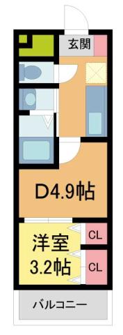 AILE上ヶ原(1DK/1階)の間取り写真