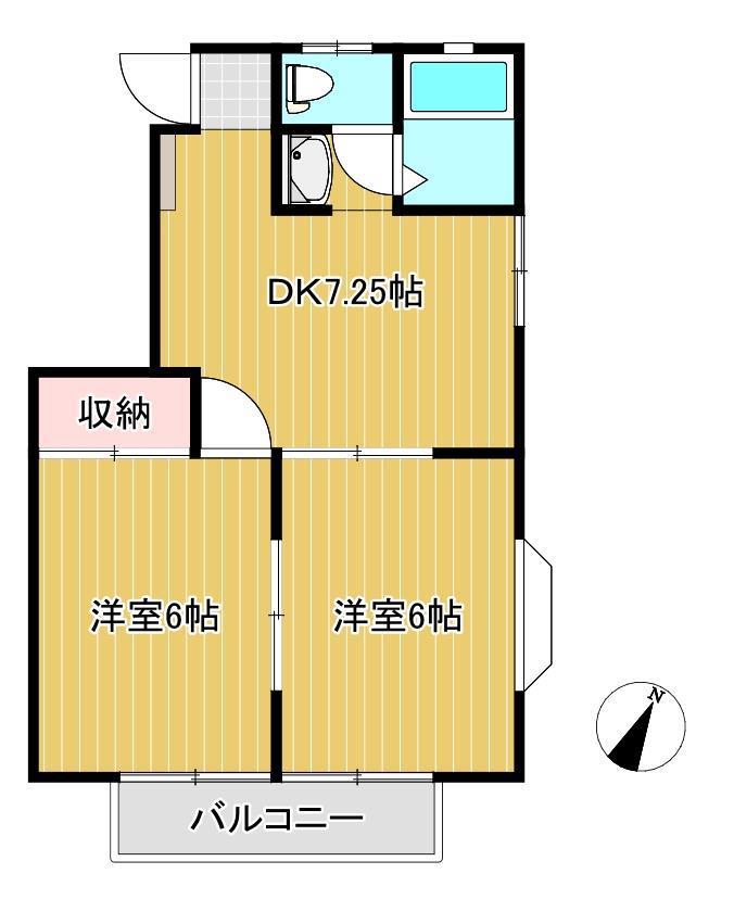 グランハイム宮津台B(2DK/2階)の間取り写真