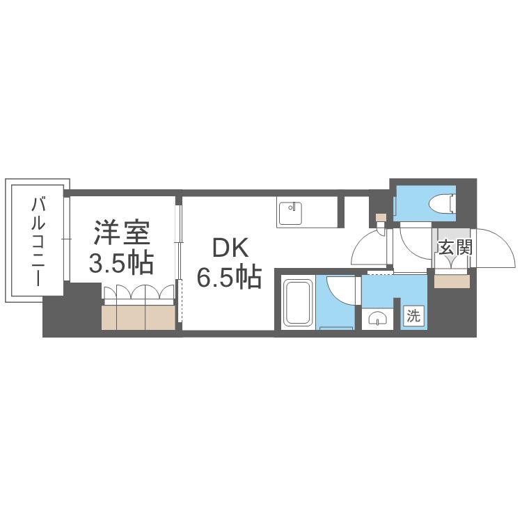 ザ・パークハビオ都島テラス(1LDK/8階)の間取り写真
