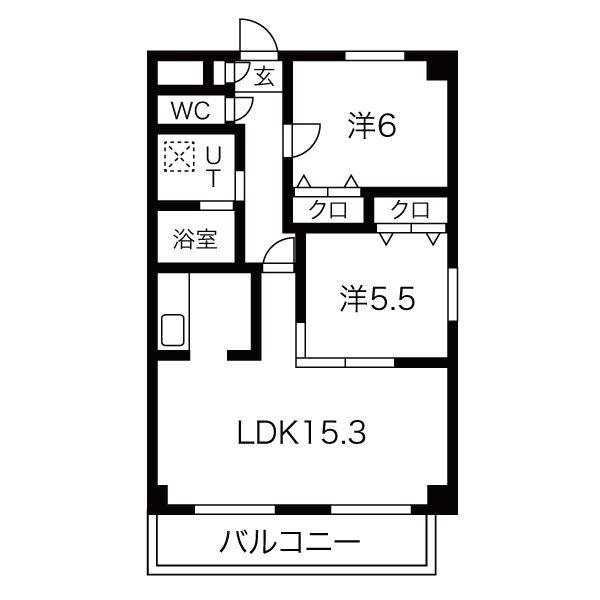 サンヒルズ石塚(2LDK/2階)の間取り写真
