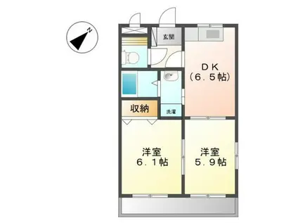 ボヌール・プリエ(2DK/1階)の間取り写真