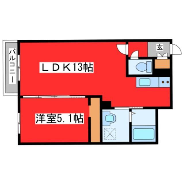 ALOHA(1LDK/1階)の間取り写真