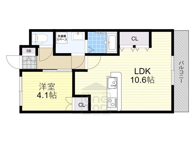 エトワール新在家(1LDK/4階)の間取り写真