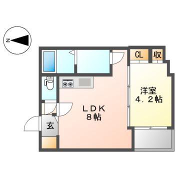 LE CIEL 大秋町(1LDK/3階)の間取り写真
