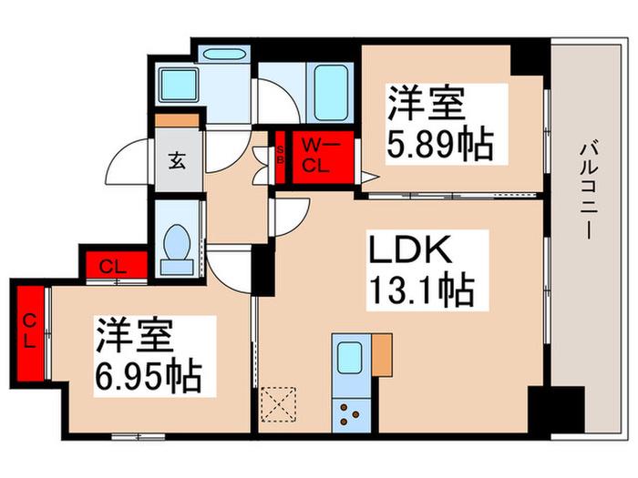 グラン千代田岩本町(2LDK/5階)の間取り写真