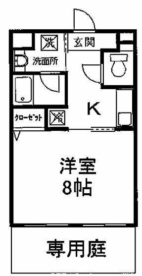アンビエンテ(1K/1階)の間取り写真