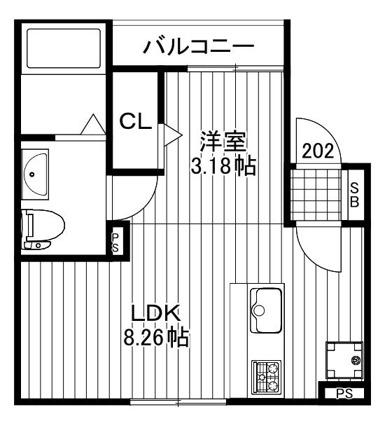 CUU SETAGAYA(1LDK/2階)の間取り写真