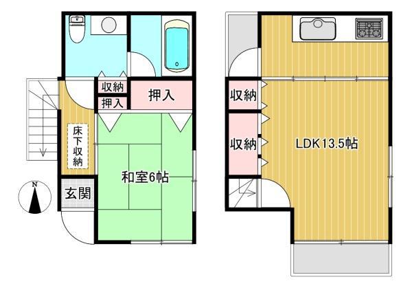 ハウスUU(1LDK/2階)の間取り写真