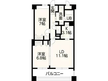 ホワイトステージ上熊本(2LDK/5階)の間取り写真