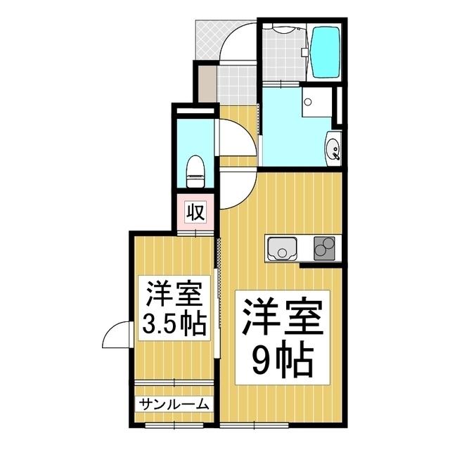 千曲シモンド(1LDK/1階)の間取り写真
