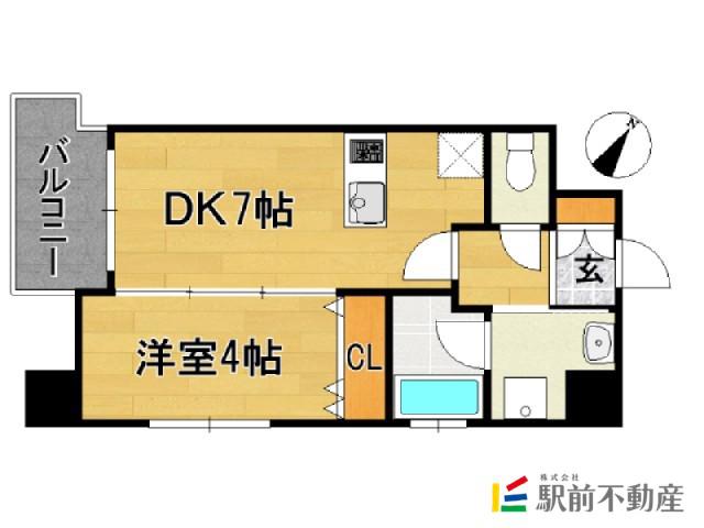 プライムアーバン博多(1DK/10階)の間取り写真