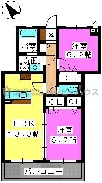 ステラ蔵上(2LDK/1階)の間取り写真
