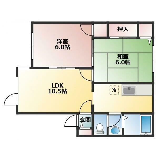 グレースハイツ新道東(2LDK/1階)の間取り写真