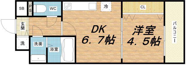 ONE ROOF FLAT FUKUSHIMA(1DK/10階)の間取り写真