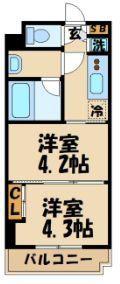 ガーラ・ヴィスタ調布(2K/2階)の間取り写真