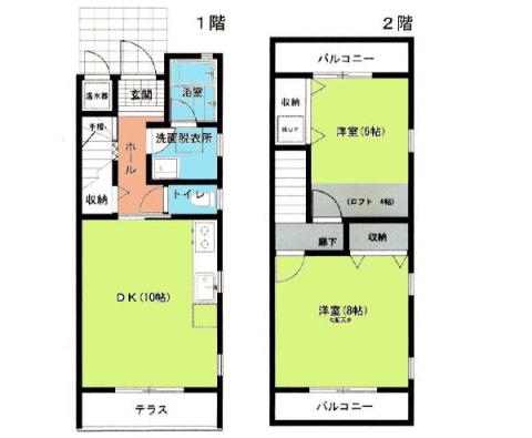 ツインクレストA棟(2LDK/1階)の間取り写真