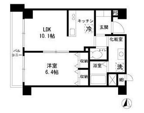 ウイングピア美園(1LDK/6階)の間取り写真