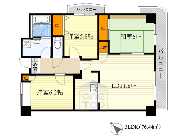 ヴィオラ千里(3LDK/4階)の間取り写真