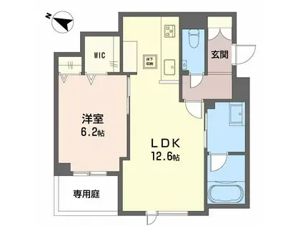 CASA ニックスV(1LDK/1階)の間取り写真