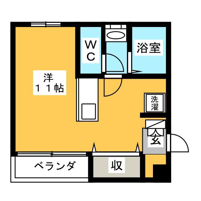フラワームーン(1K/1階)の間取り写真