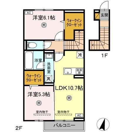 グランツィーモ(2LDK/2階)の間取り写真