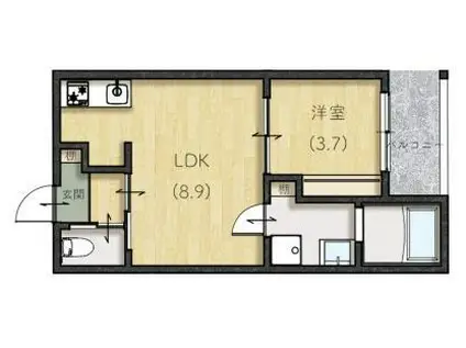 LE LIEN広町田(1LDK/3階)の間取り写真