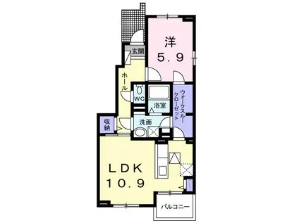 クレメント・アンジュ(1LDK/1階)の間取り写真