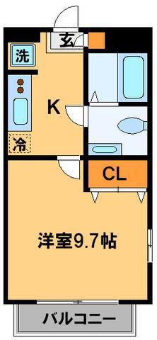 WATOLE院内(1K/1階)の間取り写真