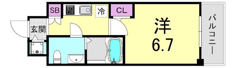 S-RESIDENCE北浜(1K/11階)の間取り写真