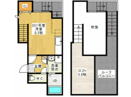 MEISONETIC大学病院東(ワンルーム/2階)の間取り写真