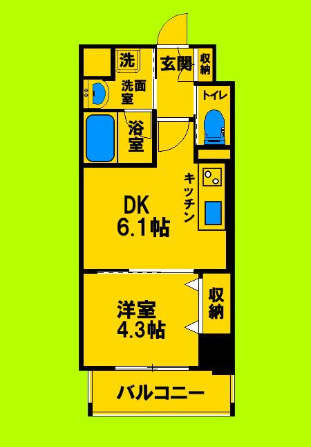 リッジガーデン江坂2(1DK/8階)の間取り写真