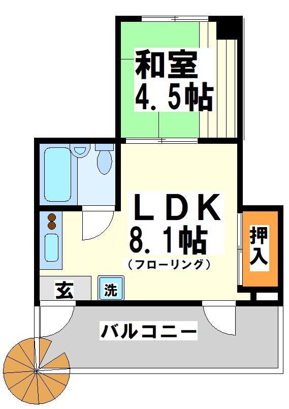 アイダアパート 当店限定物件(1LDK/2階)の間取り写真