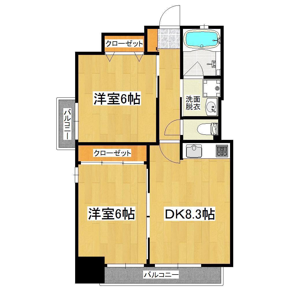 ヴェレーナ鴨池(2DK/6階)の間取り写真