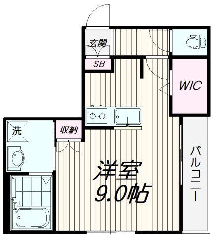 SUN PALACE(1K/4階)の間取り写真