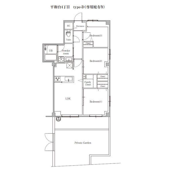 COCOWA平和台(3LDK/1階)の間取り写真