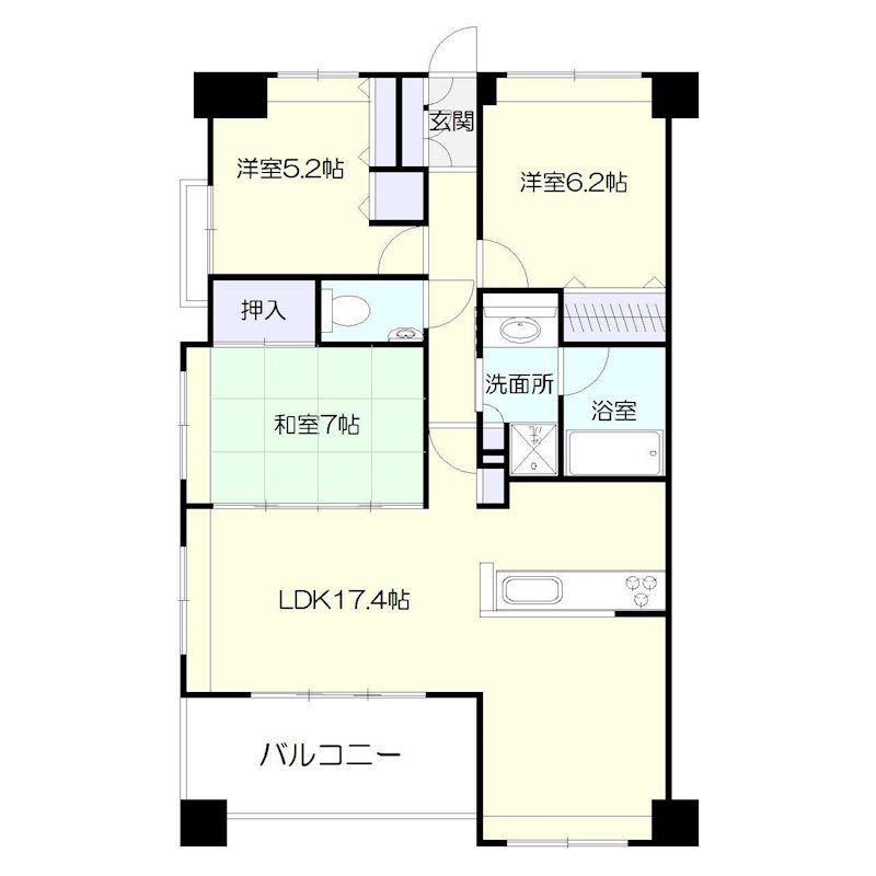JGMヴェルデ城山(3LDK/5階)の間取り写真
