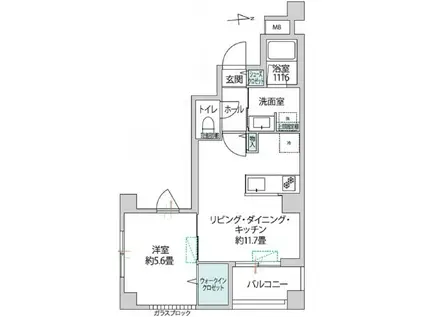 グランフォース蔵前(1LDK/8階)の間取り写真