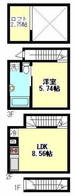 ニューディレクトレジデンス学芸大学(1LDK/3階)の間取り写真