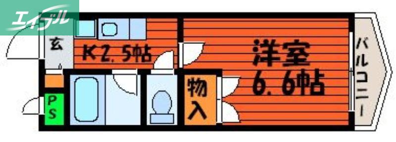ラヴェスパ(1K/4階)の間取り写真