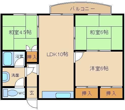 ISE伊勢高師浜6801(3LDK/2階)の間取り写真