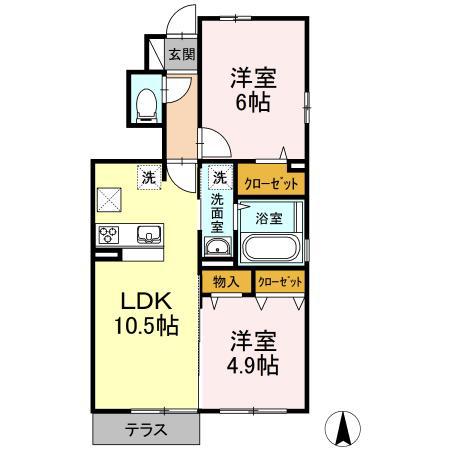 サンガーデンNEXT(2LDK/1階)の間取り写真