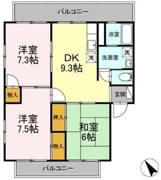 オリヴィエ東川口(3DK/3階)の間取り写真