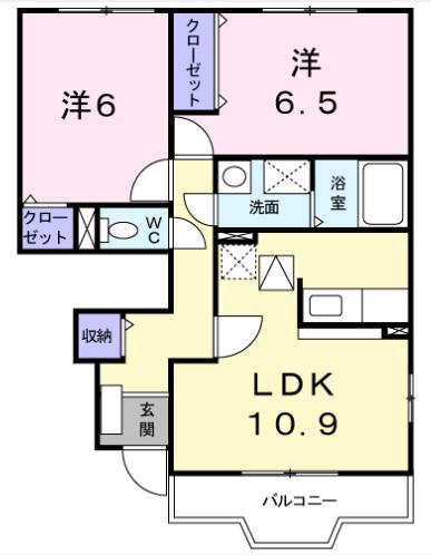 カーサ柴垣(2LDK/1階)の間取り写真