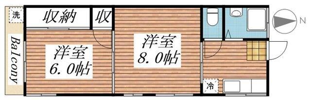 ことぶきハイツ(2K/2階)の間取り写真