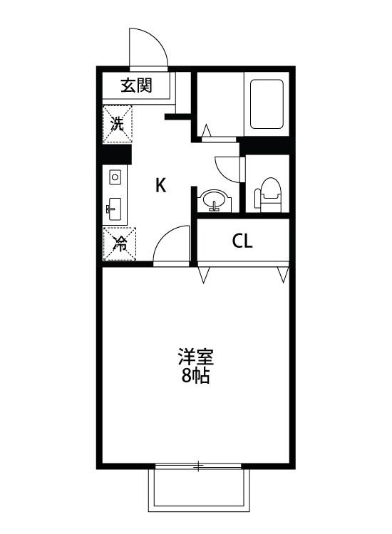 はっぴい東明A棟(1K/2階)の間取り写真