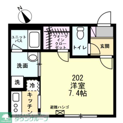 ベイルーム大船(1K/2階)の間取り写真