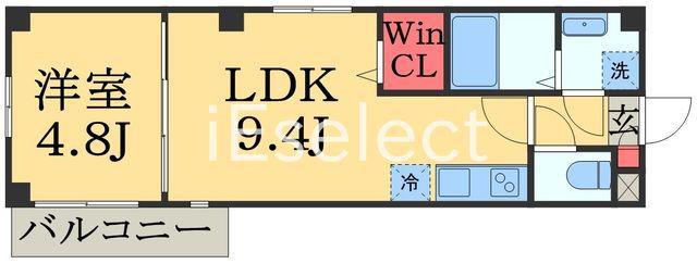 プラウディア稲毛(1LDK/1階)の間取り写真