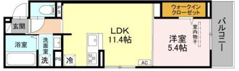 NOBLE TERRACE中山手(1LDK/2階)の間取り写真