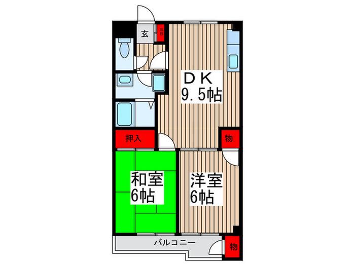 サンバニアン(2DK/3階)の間取り写真