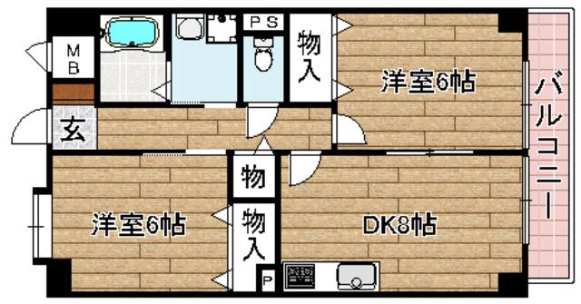 サンコート古曽部(2LDK/3階)の間取り写真